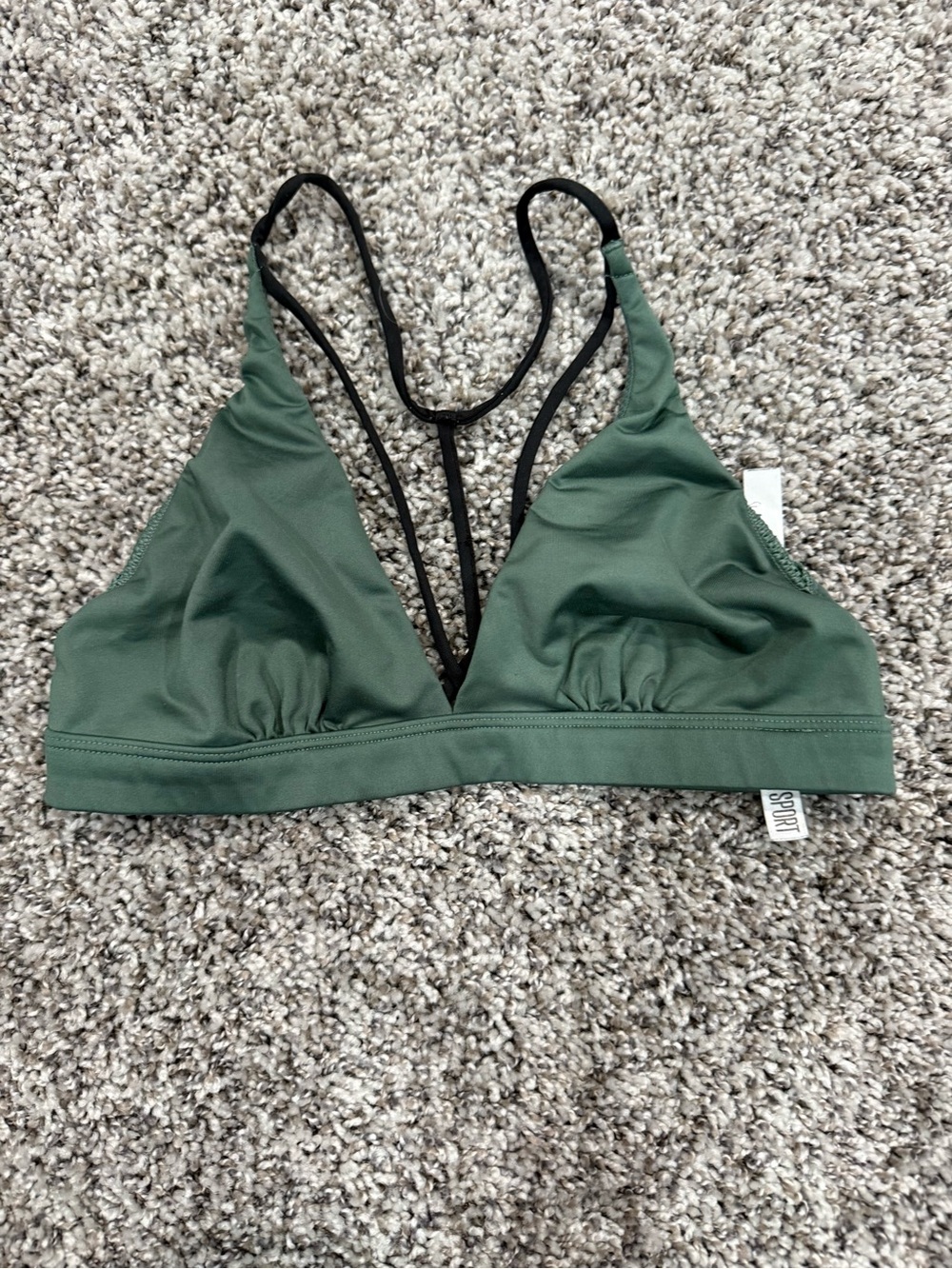 green Victoria's Secret Victoria Sport strappy triangle bra